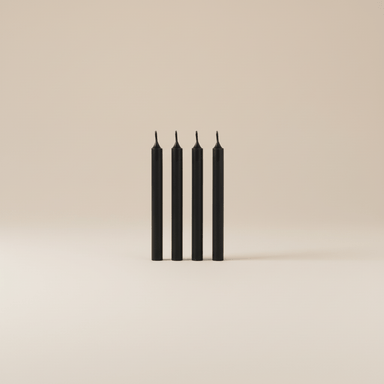 Set Of 4 Matt Black Taper Candles - stoneandbeige