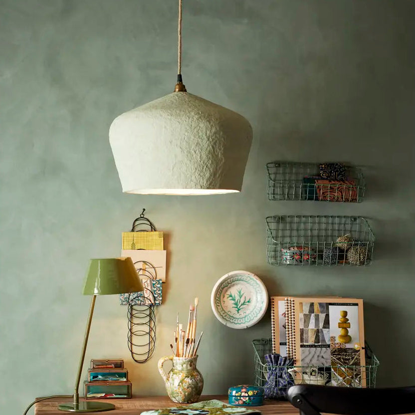 Olive Green Cotton Mache Lamp Shade