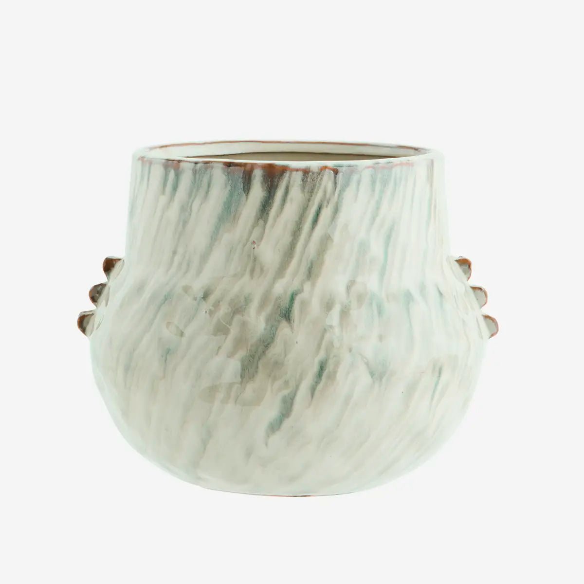 Stoneware Green & White Wash Pot - stoneandbeige