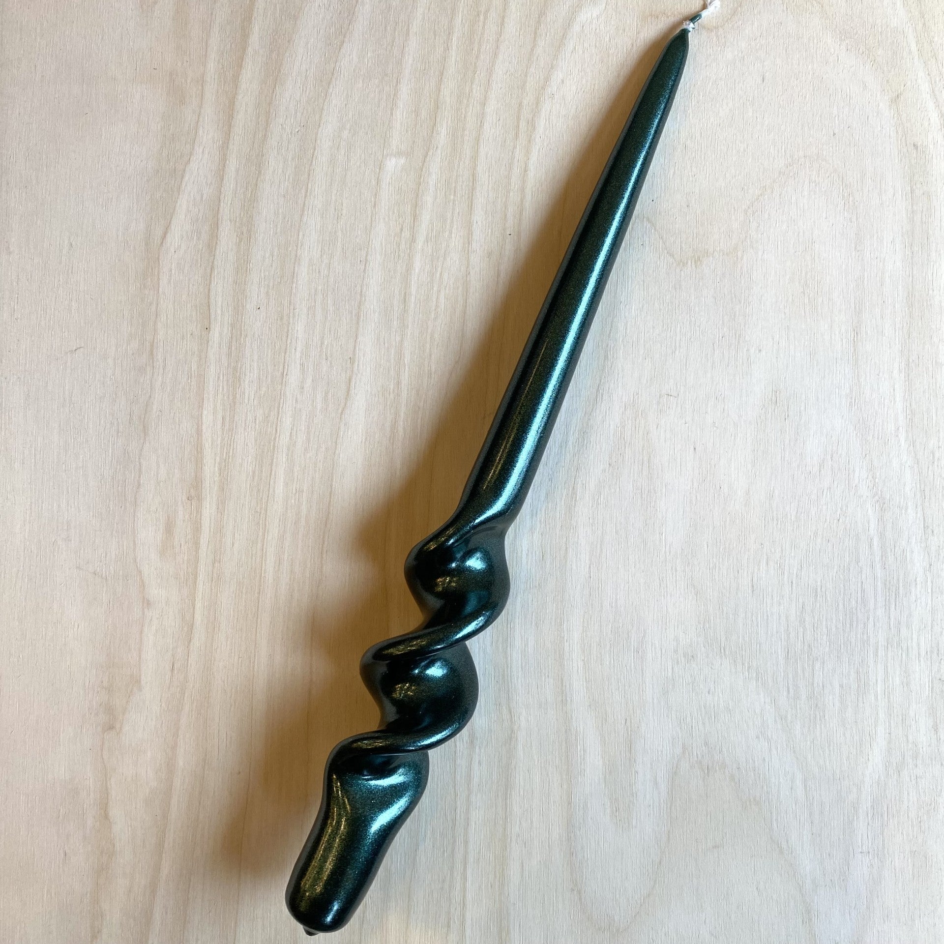 Metallic Green Hand Turned Taper Candle