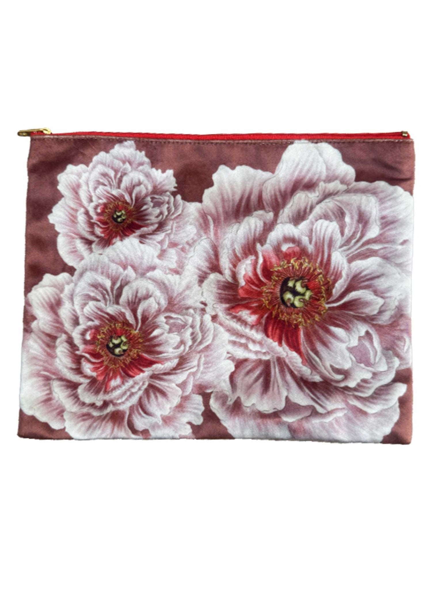 Velvet Peony Kiss Makeup Bag - stoneandbeigeVelvet Peony Kiss Makeup Bag