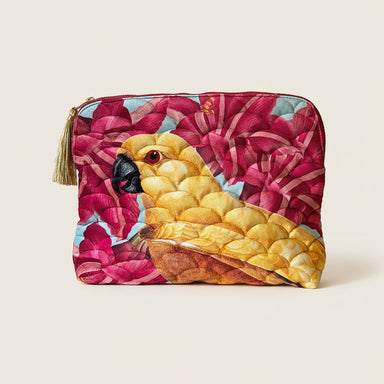 Velvet Tropical Bird Makeup & Laptop Bag - stoneandbeige