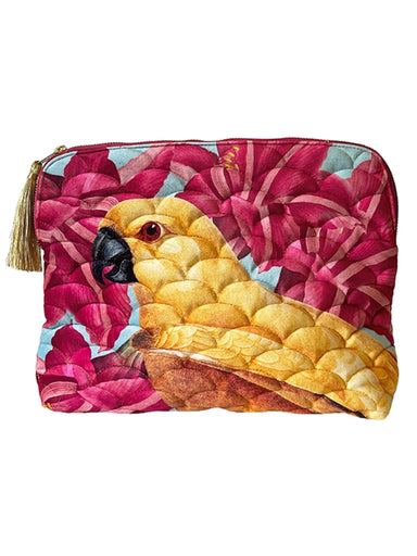 Velvet Tropical Bird Makeup & Laptop Bag - stoneandbeige