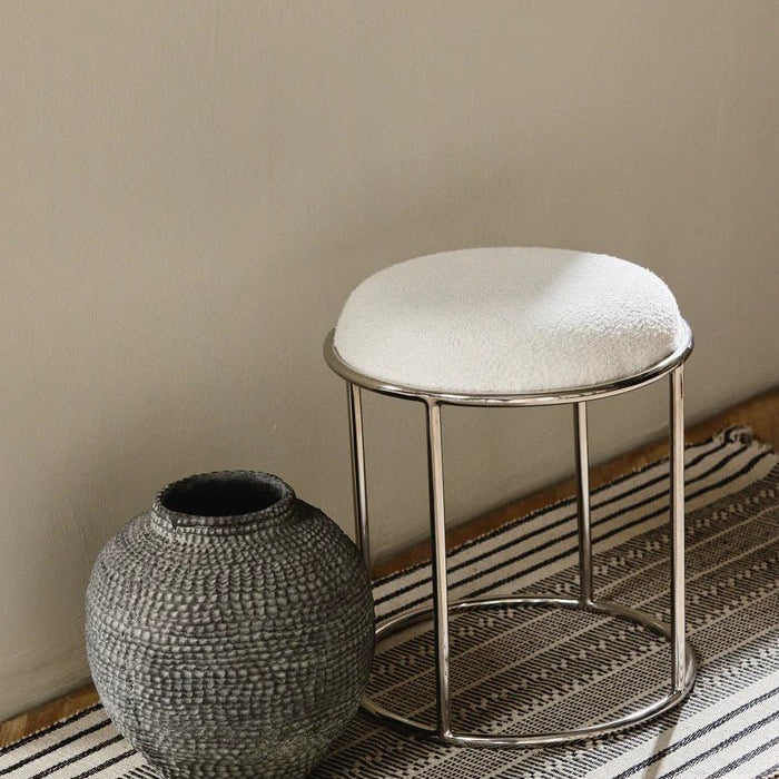 White Cotton Stool - stoneandbeige
