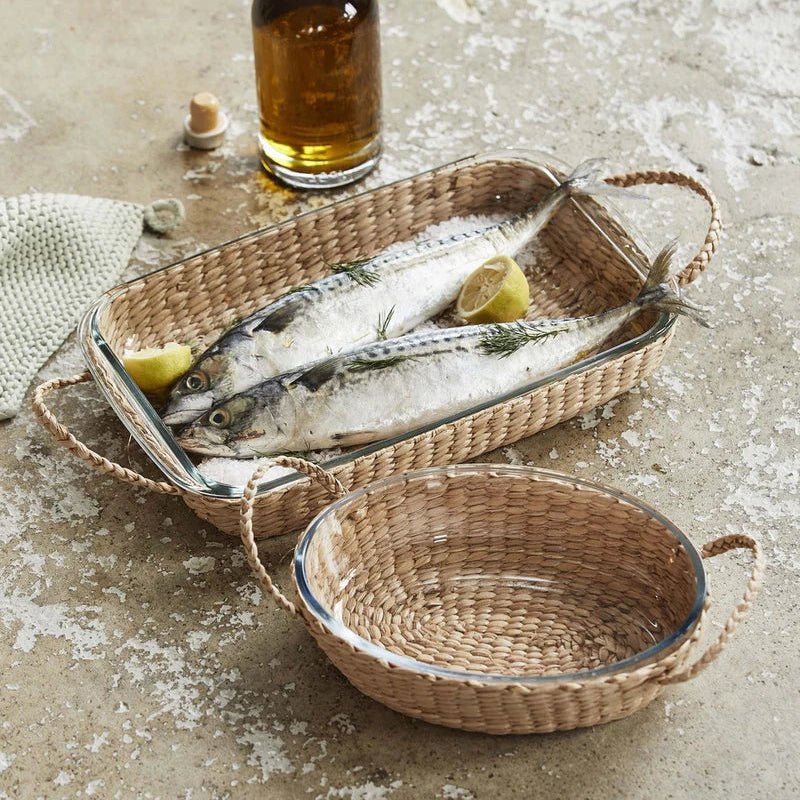 Wicker Round Baking Rattan Basket - stoneandbeige