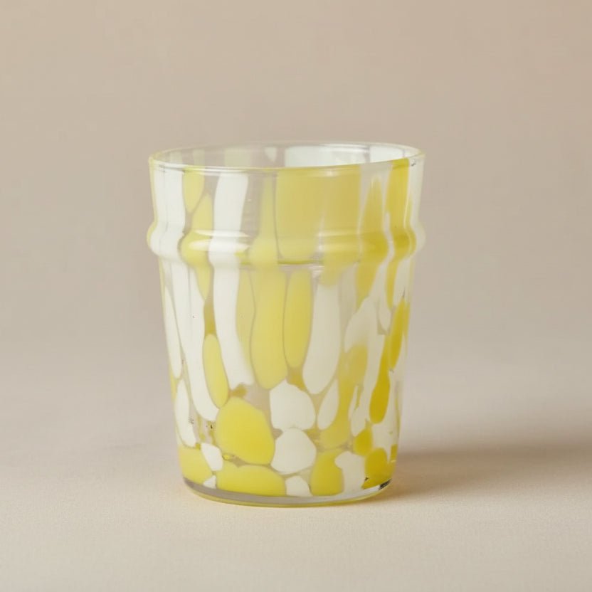 Yellow / White Hand Blown Drinking Glasses - stoneandbeige